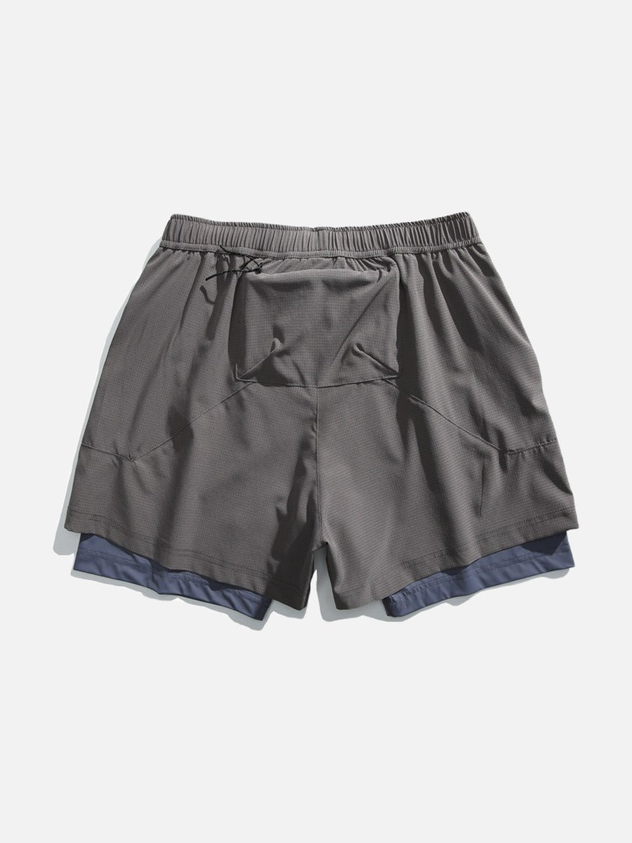 Light Cream Double-Layered Athletic Shorts