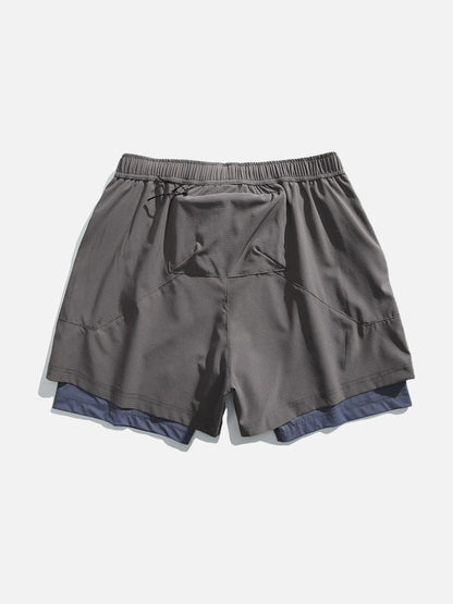 Light Cream Double-Layered Athletic Shorts