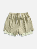 Light Cream Double-Layered Athletic Shorts
