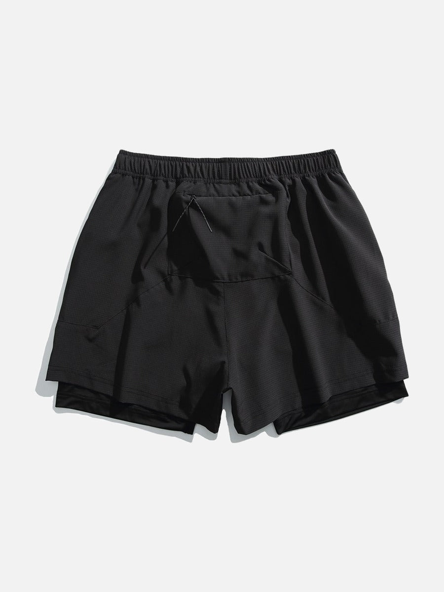 Light Cream Double-Layered Athletic Shorts