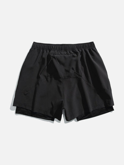 Light Cream Double-Layered Athletic Shorts