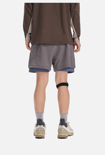 Light Cream Double-Layered Athletic Shorts