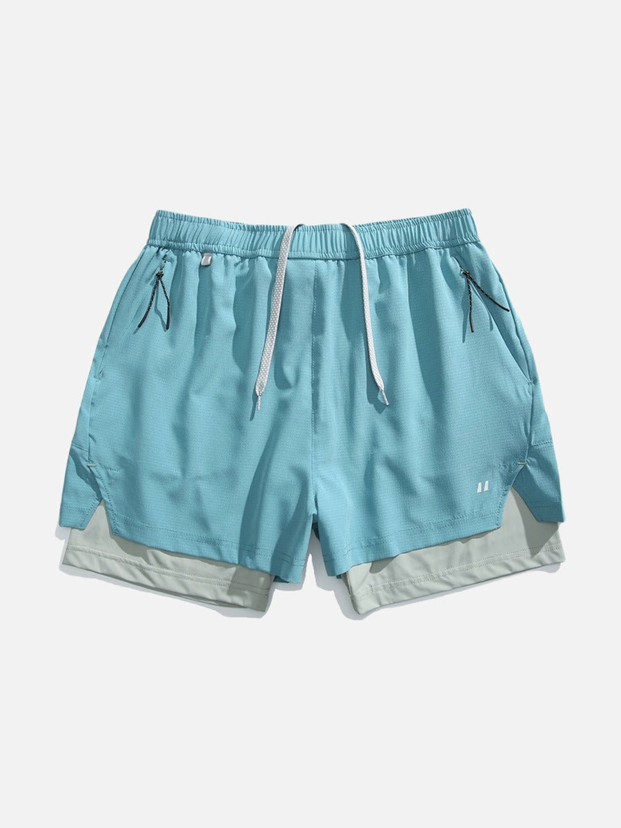 Light Cream Double-Layered Athletic Shorts