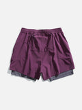 Light Cream Double-Layered Athletic Shorts