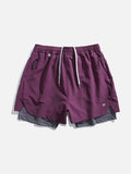 Light Cream Double-Layered Athletic Shorts
