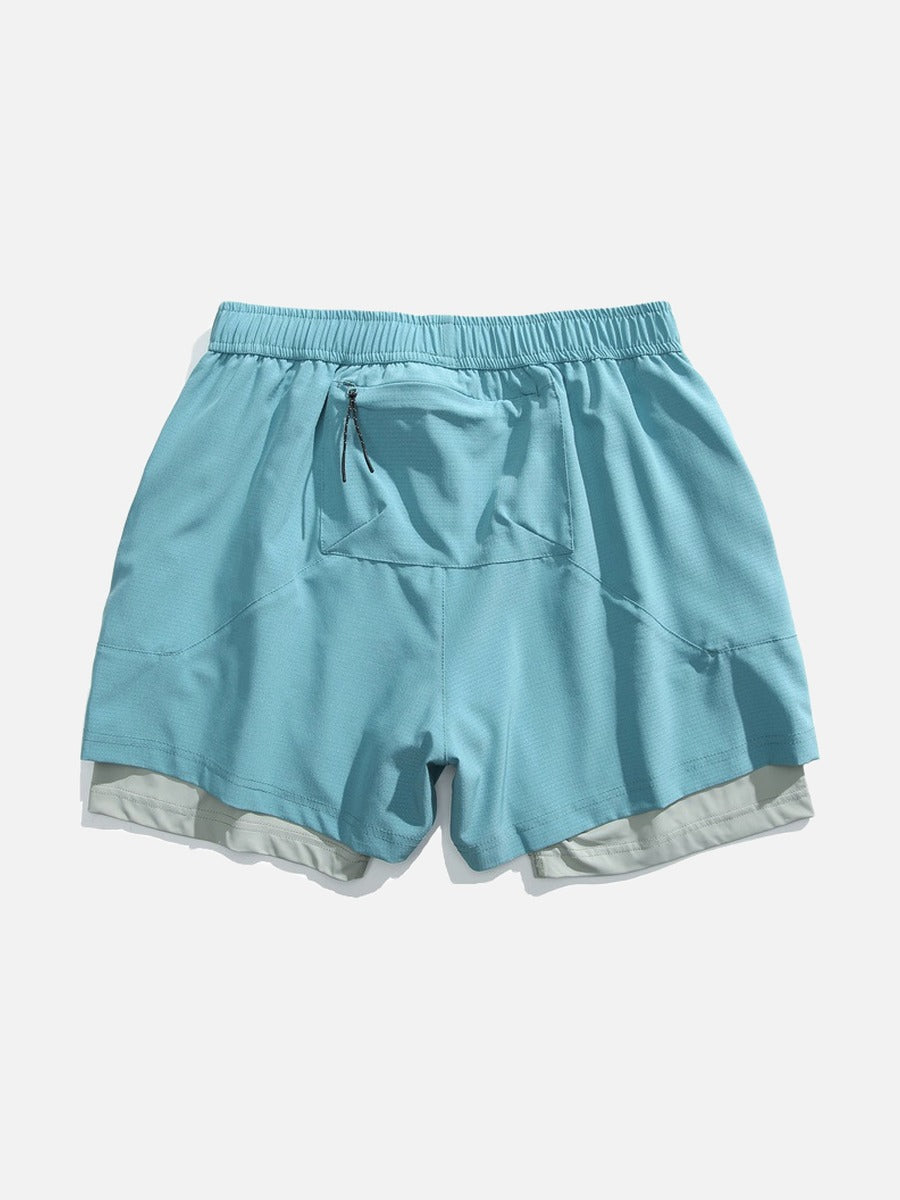 Light Cream Double-Layered Athletic Shorts