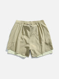 Light Cream Double-Layered Athletic Shorts