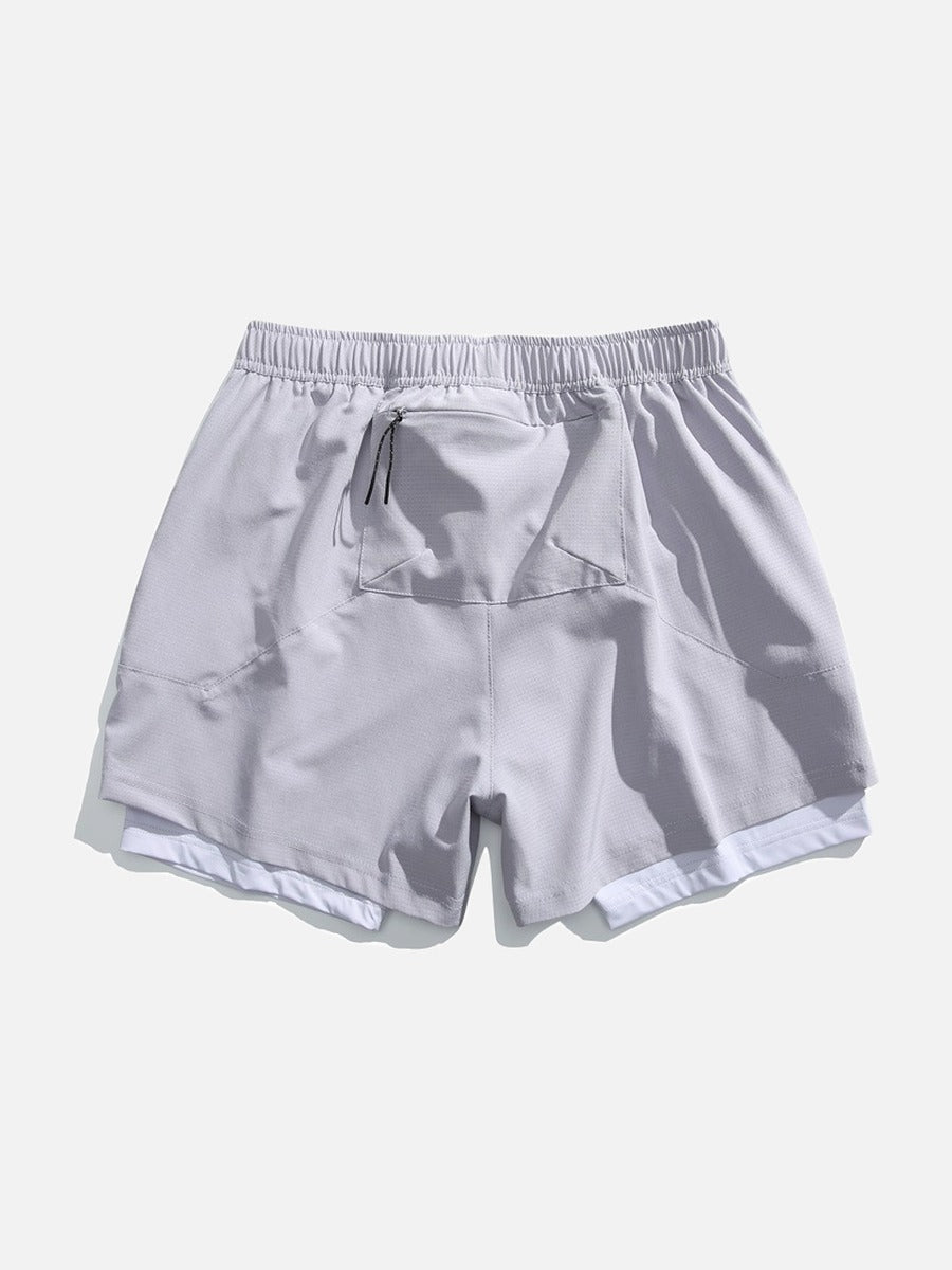Light Cream Double-Layered Athletic Shorts