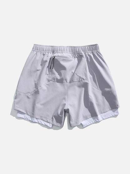 Light Cream Double-Layered Athletic Shorts