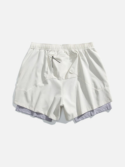 Light Cream Double-Layered Athletic Shorts