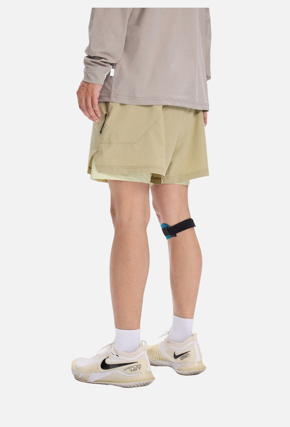 Light Cream Double-Layered Athletic Shorts
