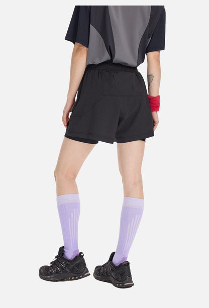 Light Cream Double-Layered Athletic Shorts
