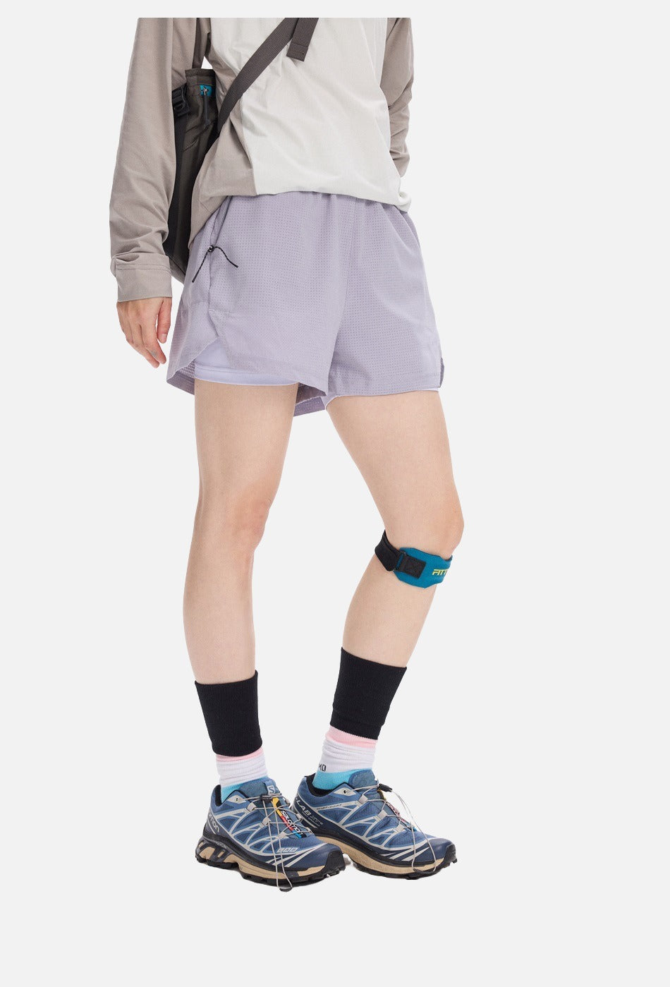 Light Cream Double-Layered Athletic Shorts