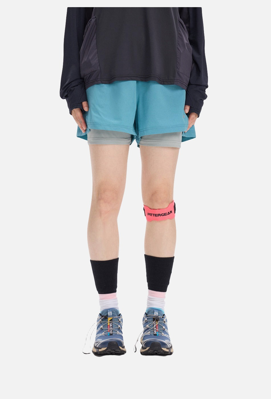 Light Cream Double-Layered Athletic Shorts