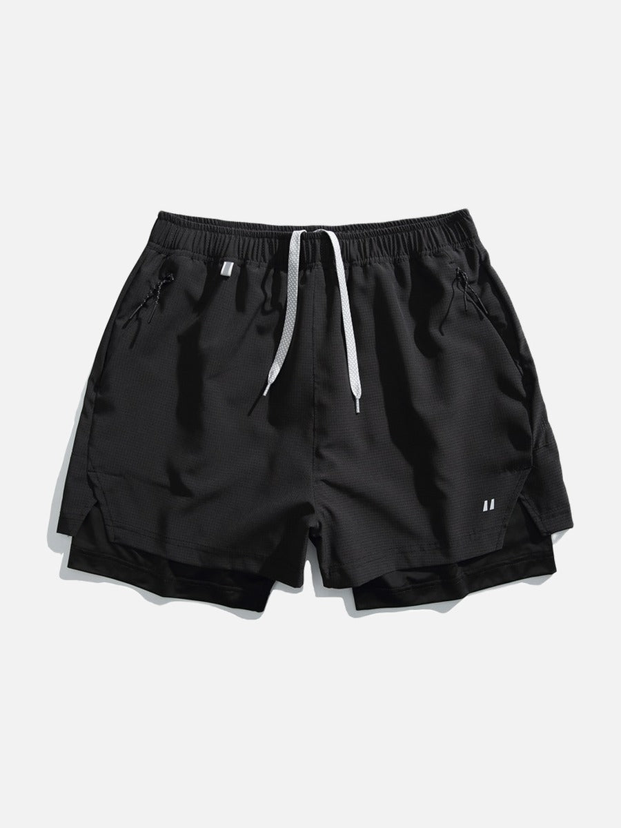 Light Cream Double-Layered Athletic Shorts