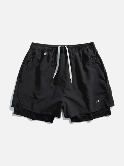 Light Cream Double-Layered Athletic Shorts