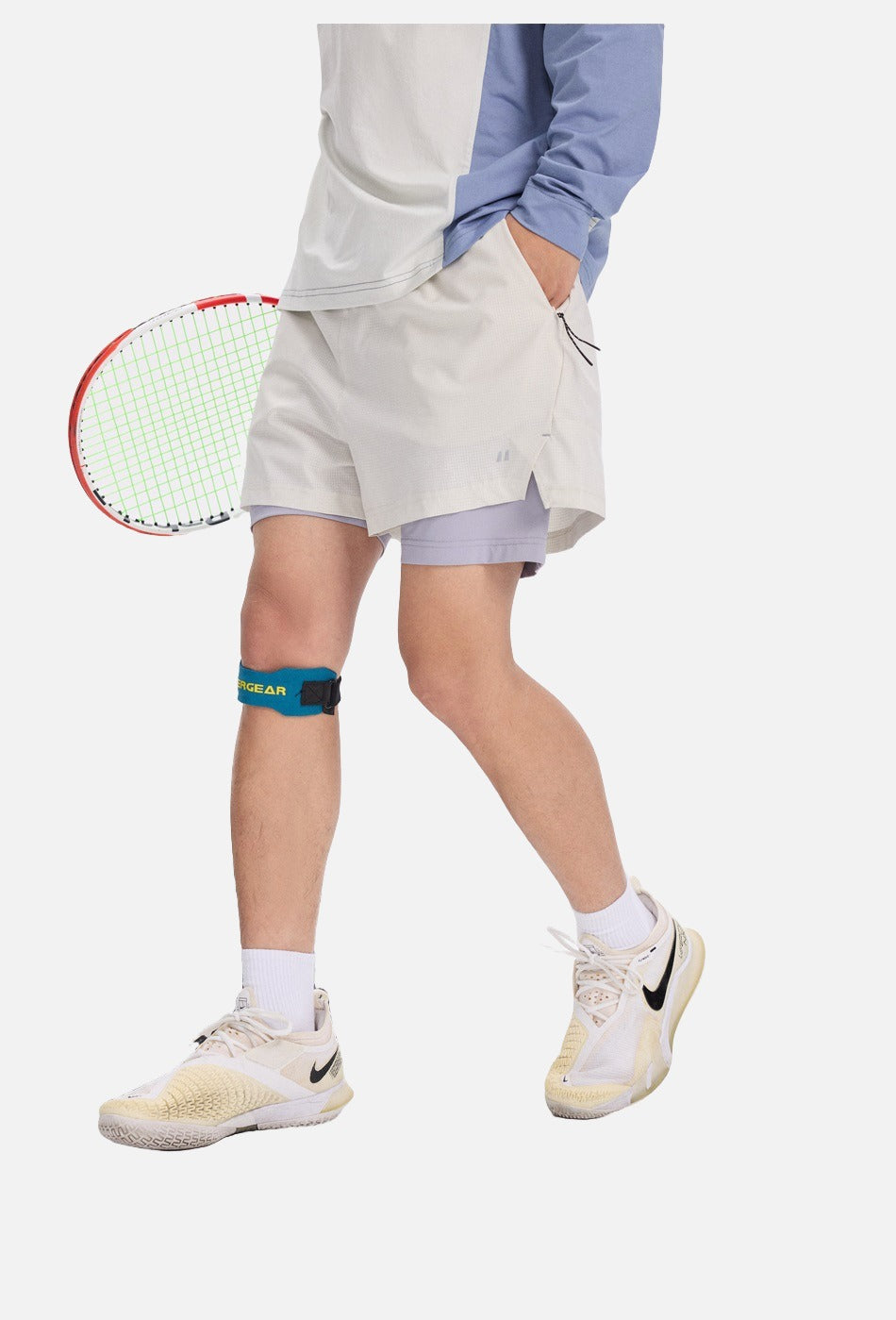 Light Cream Double-Layered Athletic Shorts