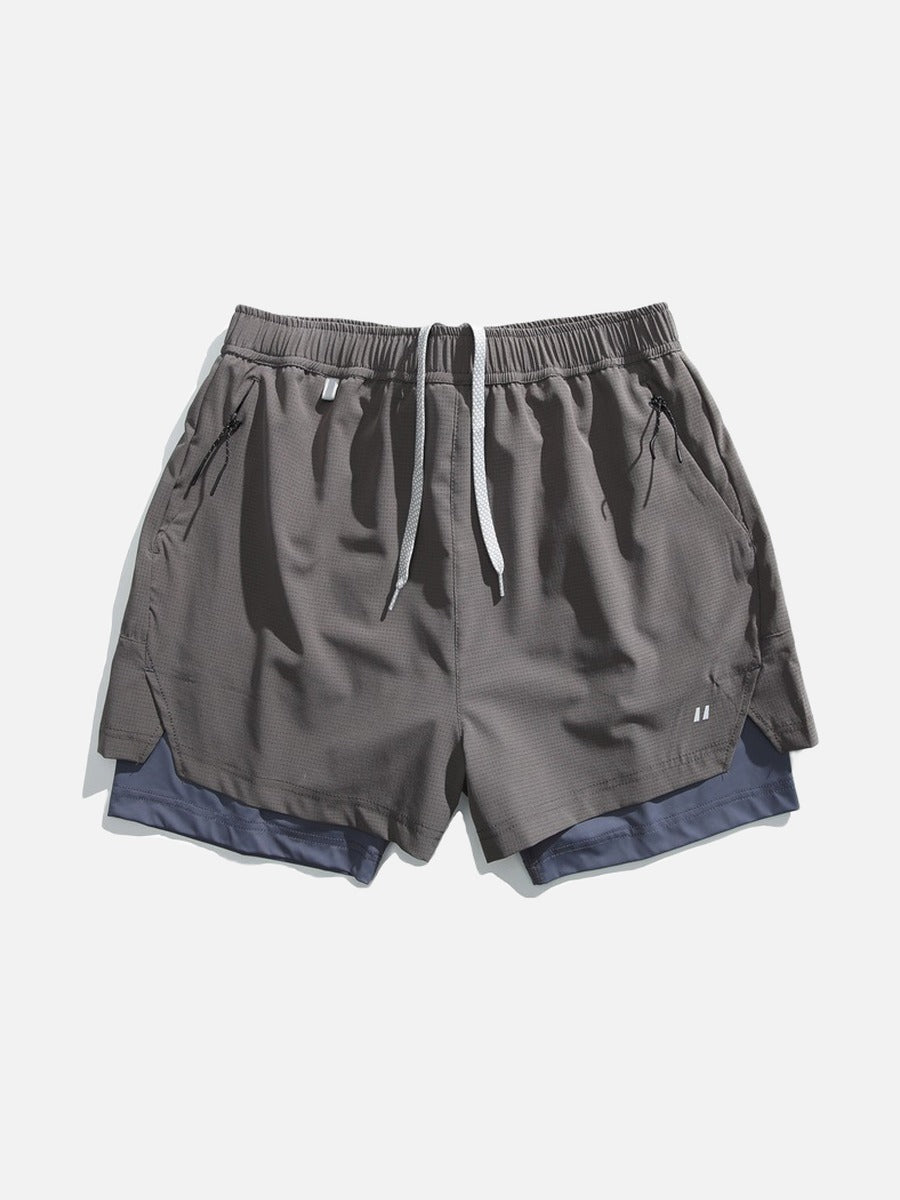 Light Cream Double-Layered Athletic Shorts