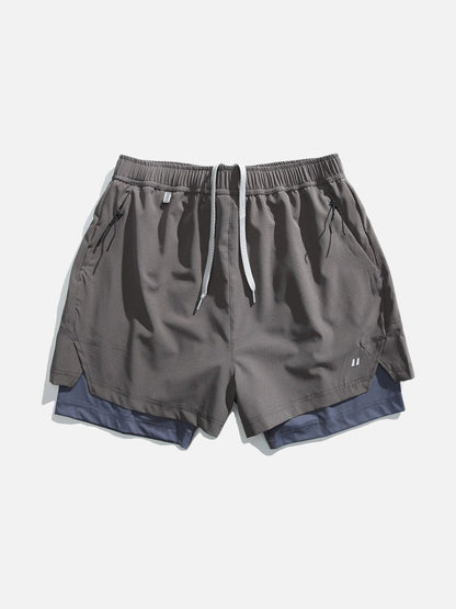 Light Cream Double-Layered Athletic Shorts