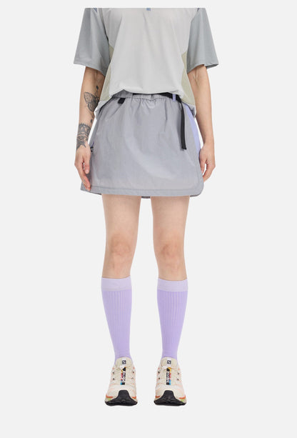 Asymmetrical Color-Blocked Skort with Belt