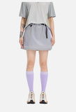 Asymmetrical Color-Blocked Skort with Belt