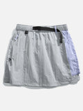 Asymmetrical Color-Blocked Skort with Belt