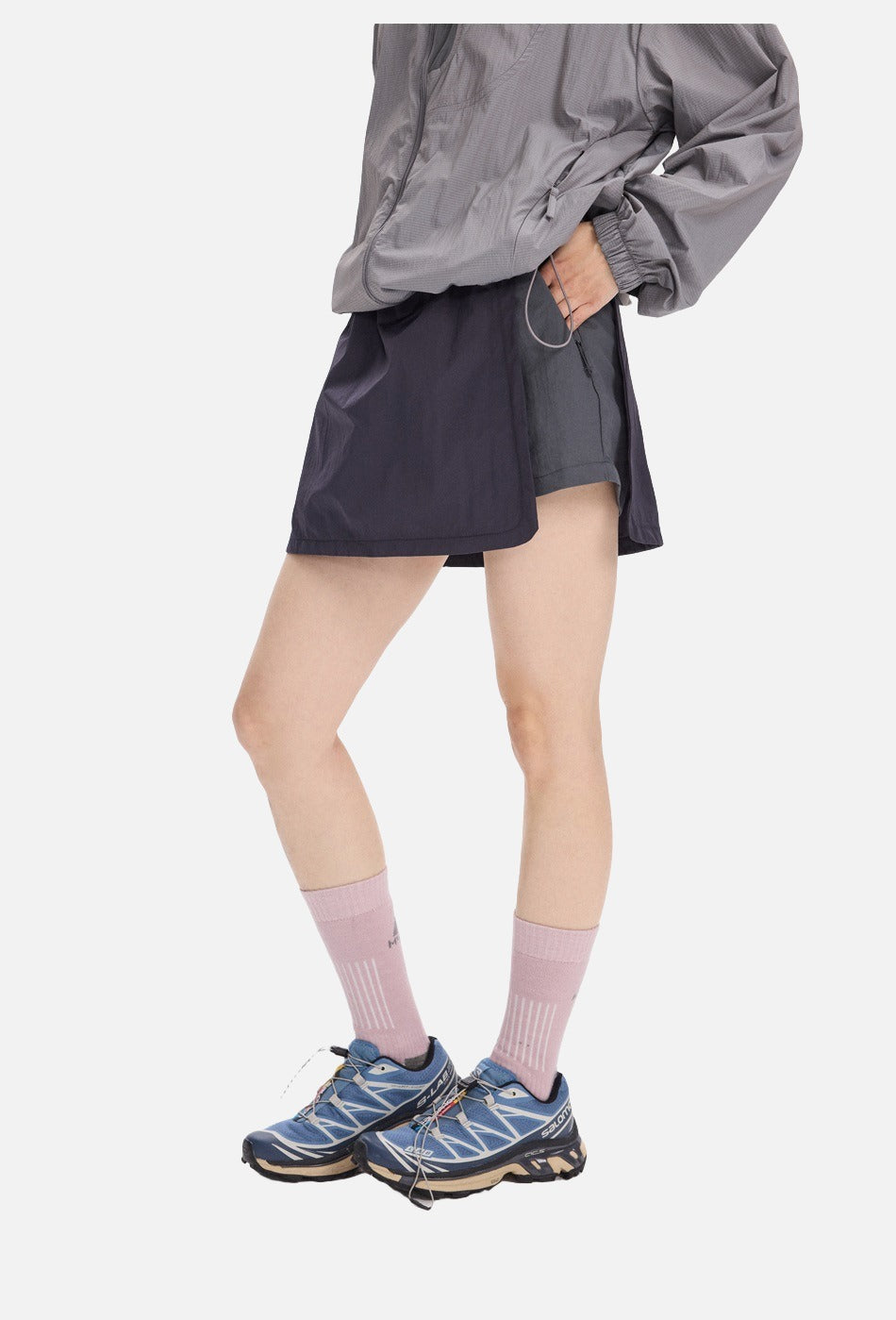 Asymmetrical Color-Blocked Skort with Belt