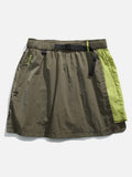 Asymmetrical Color-Blocked Skort with Belt