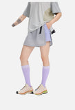 Asymmetrical Color-Blocked Skort with Belt