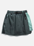 Asymmetrical Color-Blocked Skort with Belt