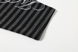DAXUEN black and grey striped lightweight knit hoodie