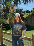 DAXUEN Skeletal graphic crewneck t-shirt with vintage finish — model photo