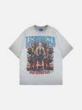 DAXUEN Skeletal graphic crewneck t-shirt with vintage finish