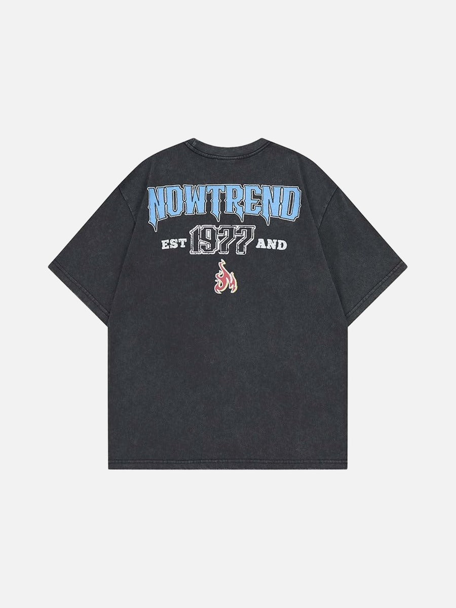 DAXUEN Skeletal graphic crewneck t-shirt with vintage finish