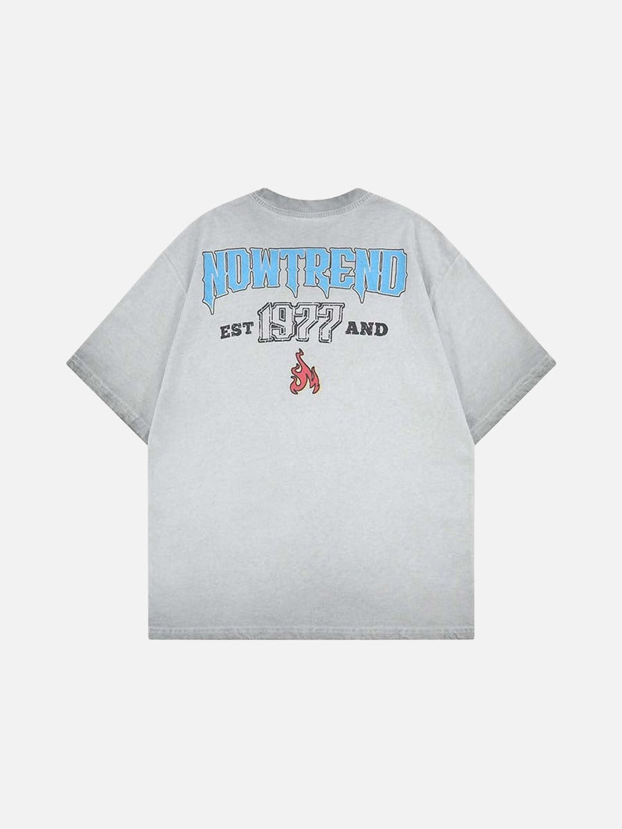 DAXUEN Skeletal graphic crewneck t-shirt with vintage finish