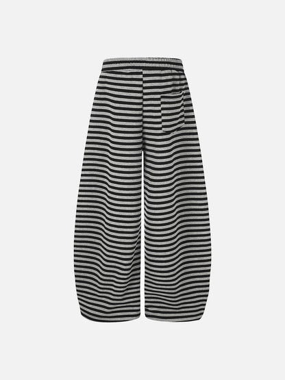 DAXUEN striped wide-leg pants with skull and structure patches