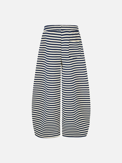 DAXUEN striped wide-leg pants with skull and structure patches