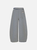 DAXUEN striped wide-leg pants with skull and structure patches