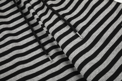 DAXUEN striped wide-leg pants with skull and structure patches
