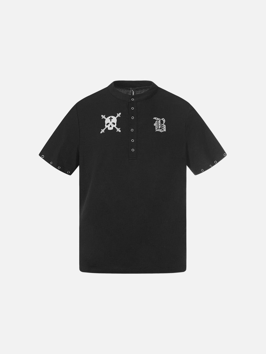 DAXUEN Short-sleeved henley shirt with skull graphic
