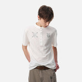 DAXUEN Short-sleeved henley shirt with skull graphic