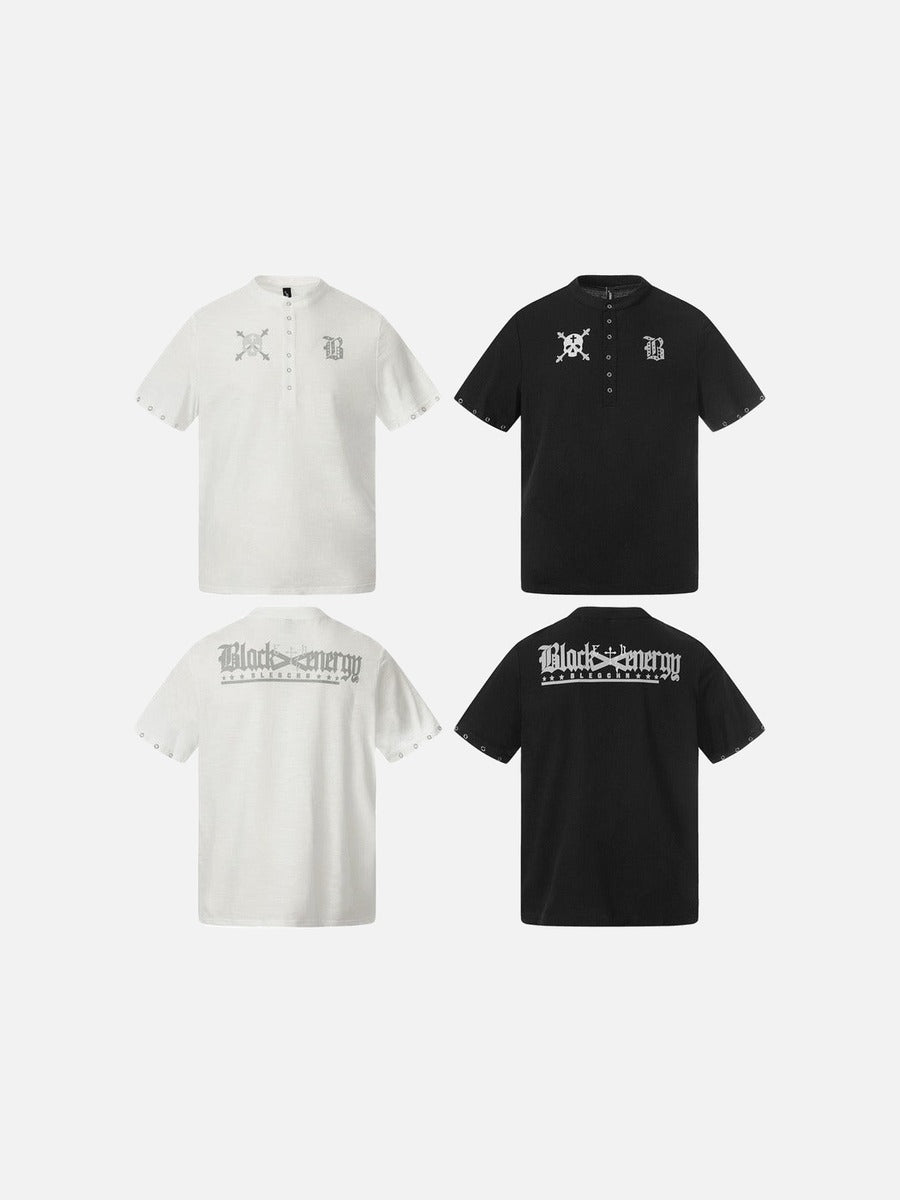 DAXUEN Short-sleeved henley shirt with skull graphic