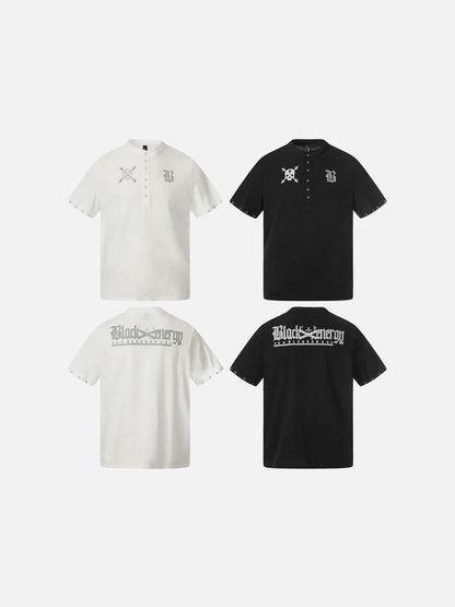 DAXUEN Short-sleeved henley shirt with skull graphic