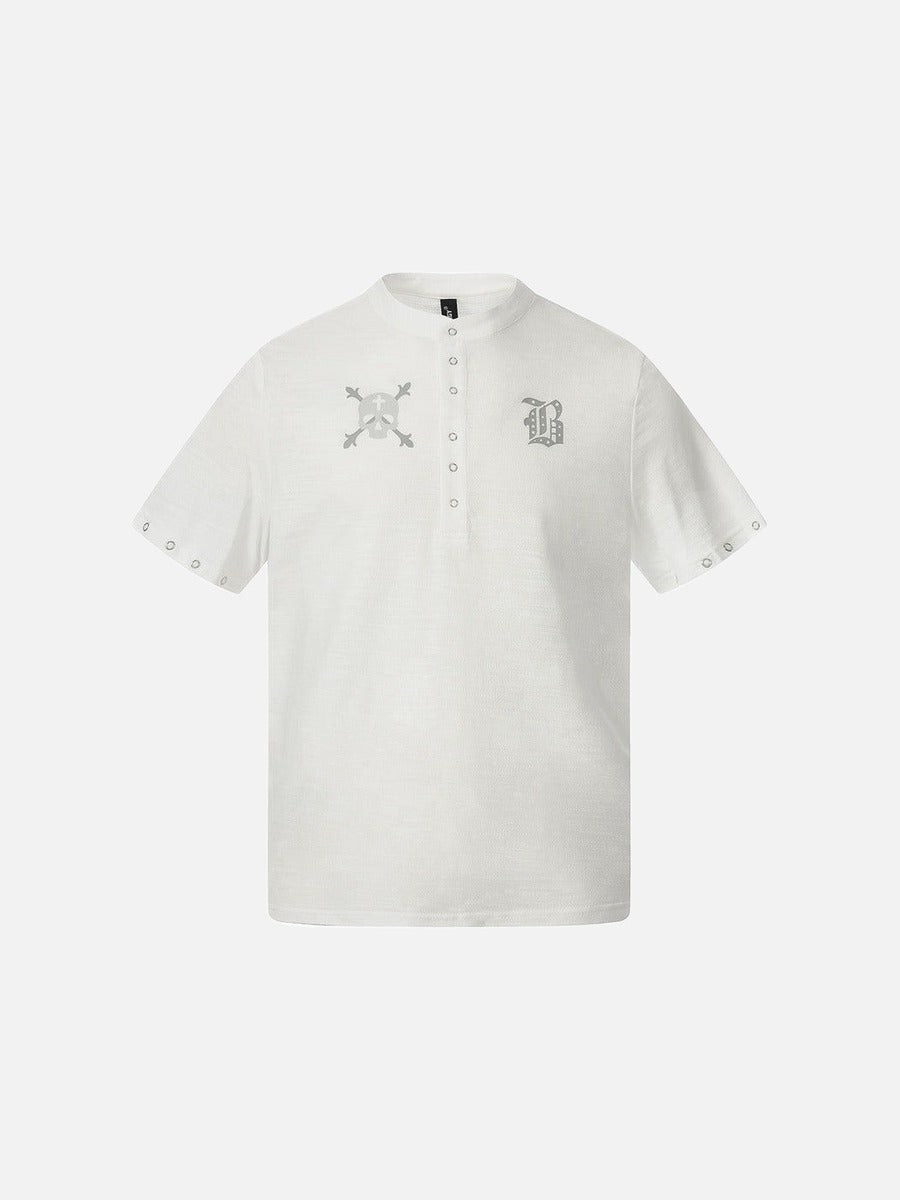 DAXUEN Short-sleeved henley shirt with skull graphic