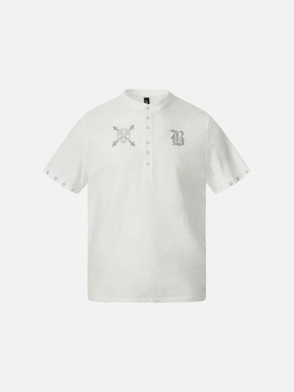 DAXUEN Short-sleeved henley shirt with skull graphic
