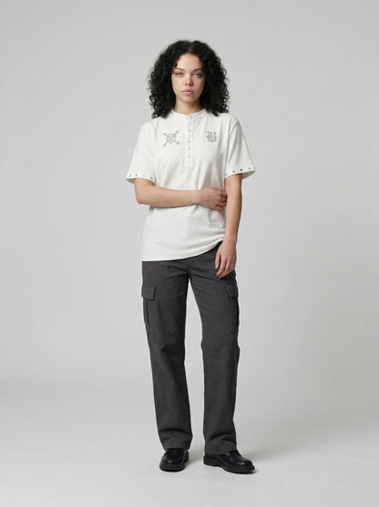 DAXUEN Short-sleeve casual shirt with skull graphic — model photo