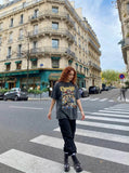 DAXUEN Oversized short-sleeve t-shirt with skull graphic — model photo