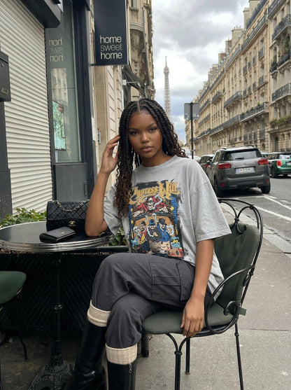 DAXUEN Oversized short-sleeve t-shirt with skull graphic — model photo