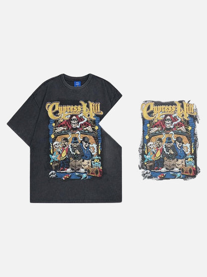 DAXUEN Oversized short-sleeve t-shirt with skull graphic