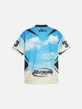 DAXUEN Sky blue short-sleeved graphic t-shirt featuring a dog